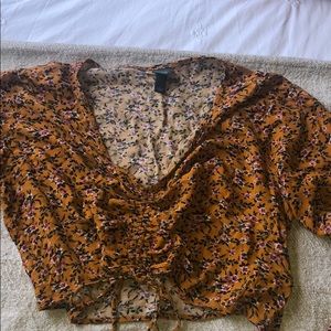 Long sleeve floral crop top